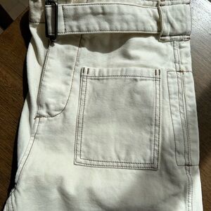 Cream Pantaloni Trousers with Belt